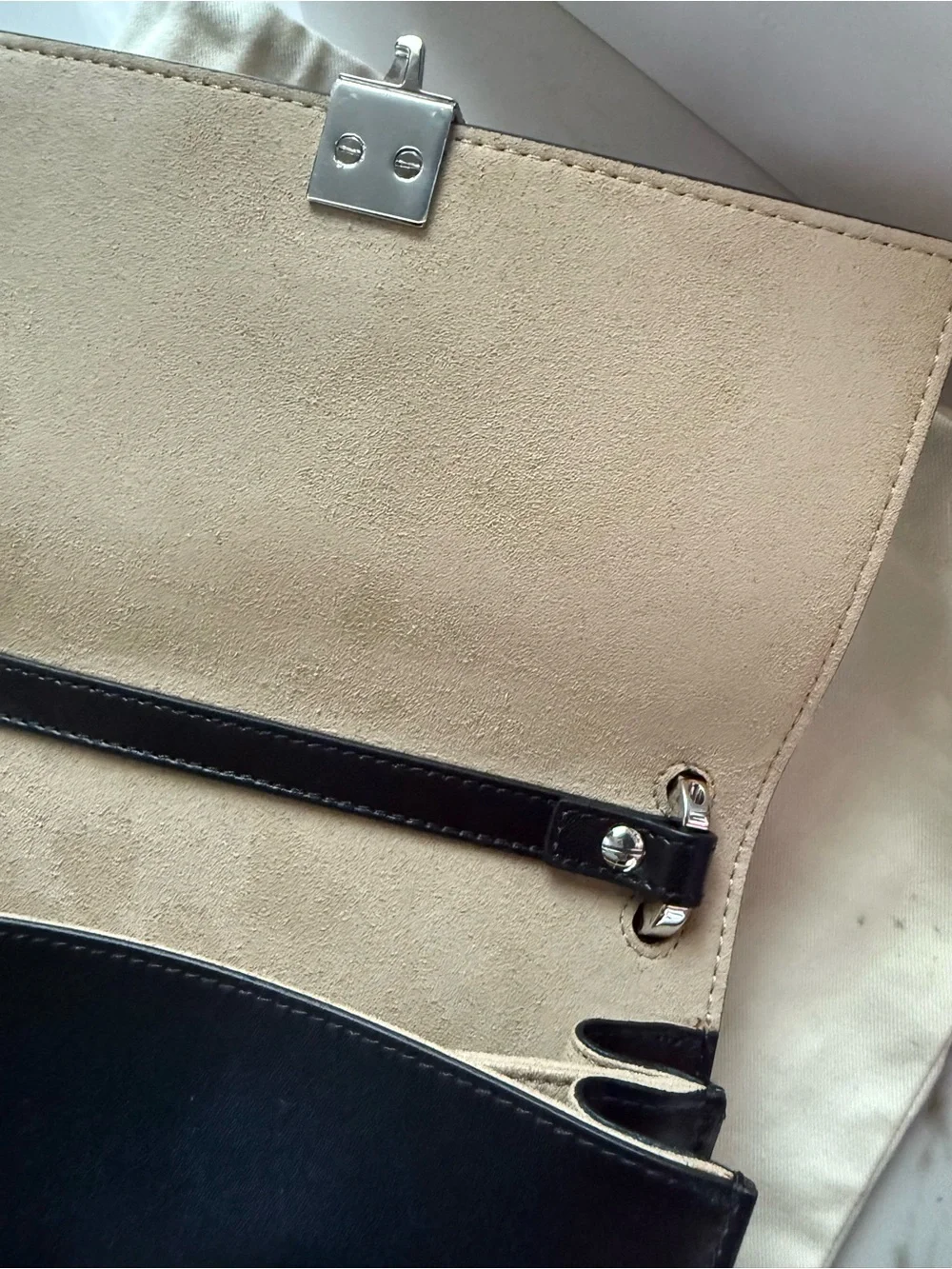 Fendi Black Leather Shoulder Bag with Multicolor Push-Lock—Authentic